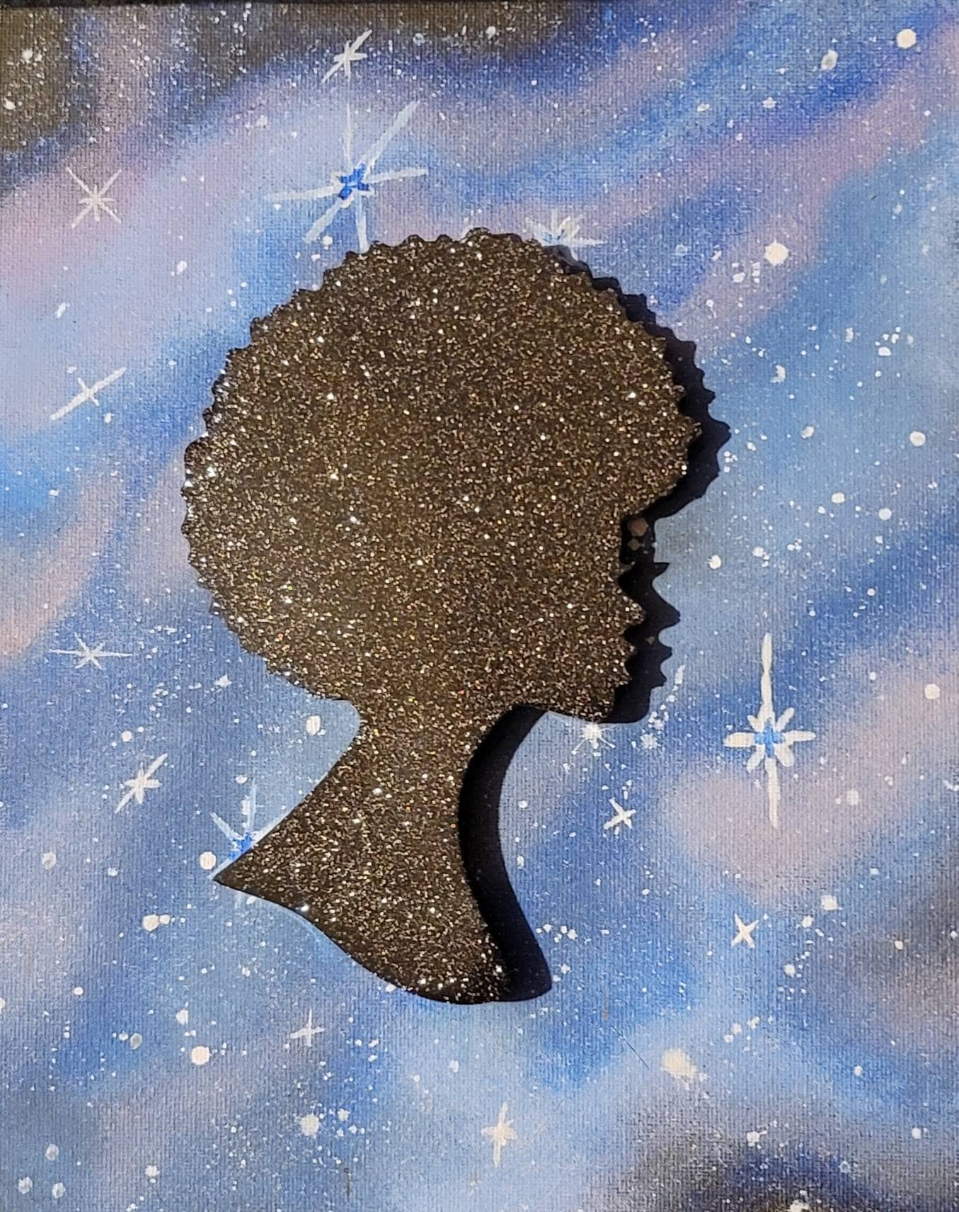 Onyx/Black Glitter Afro Female Beauty Coaster