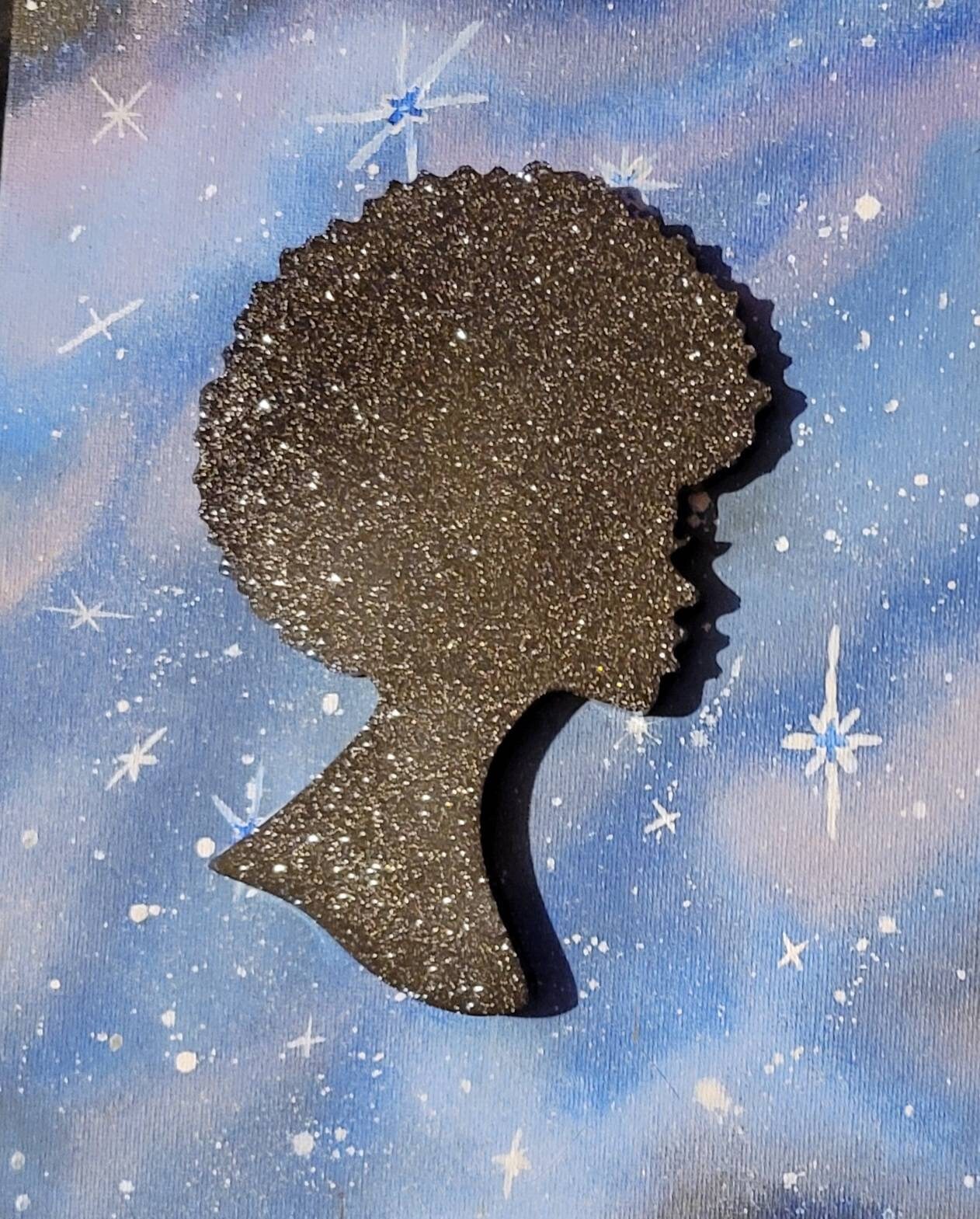 Onyx/Black Glitter Afro Female Beauty Coaster