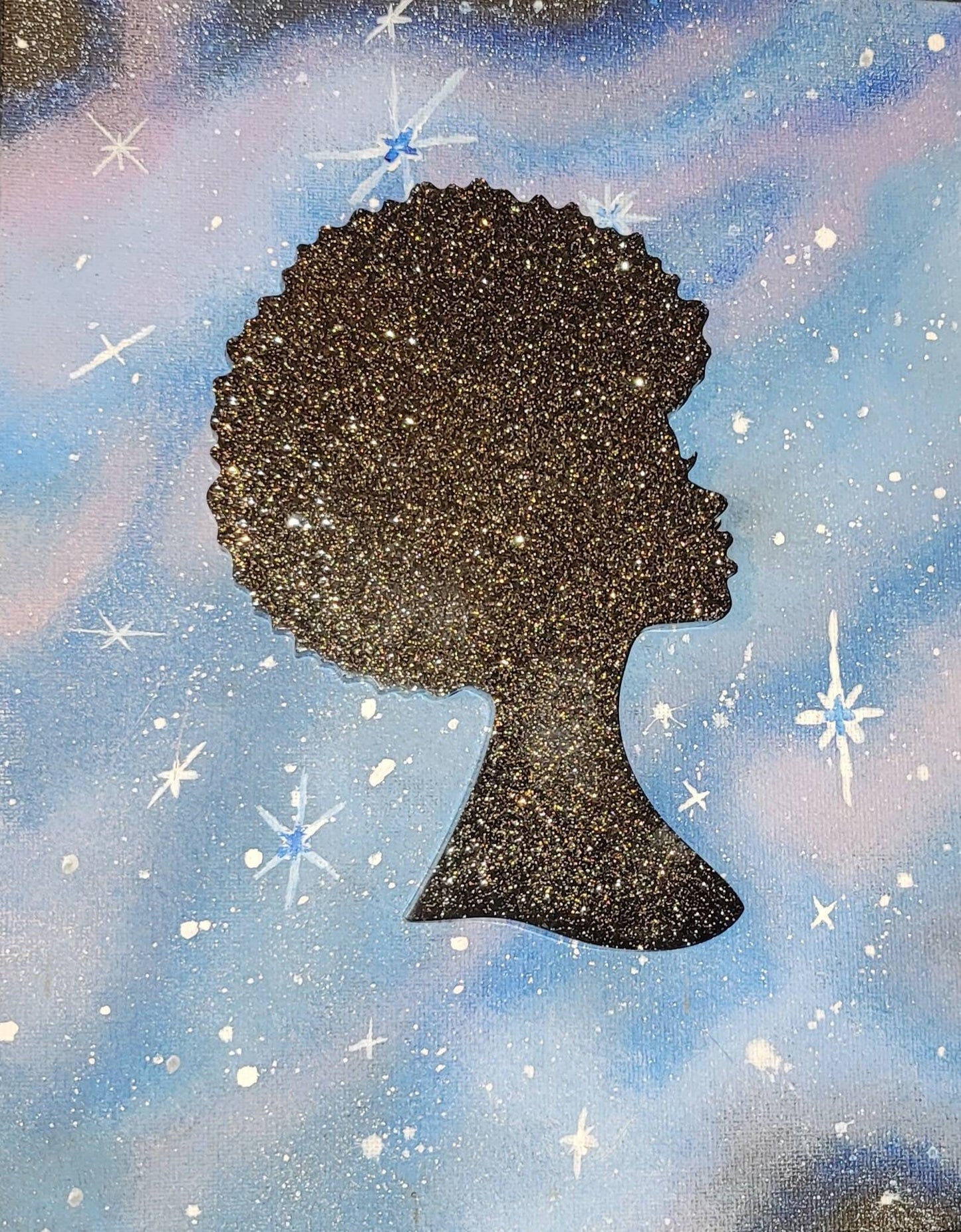 Onyx/Black Glitter Afro Female Beauty Coaster