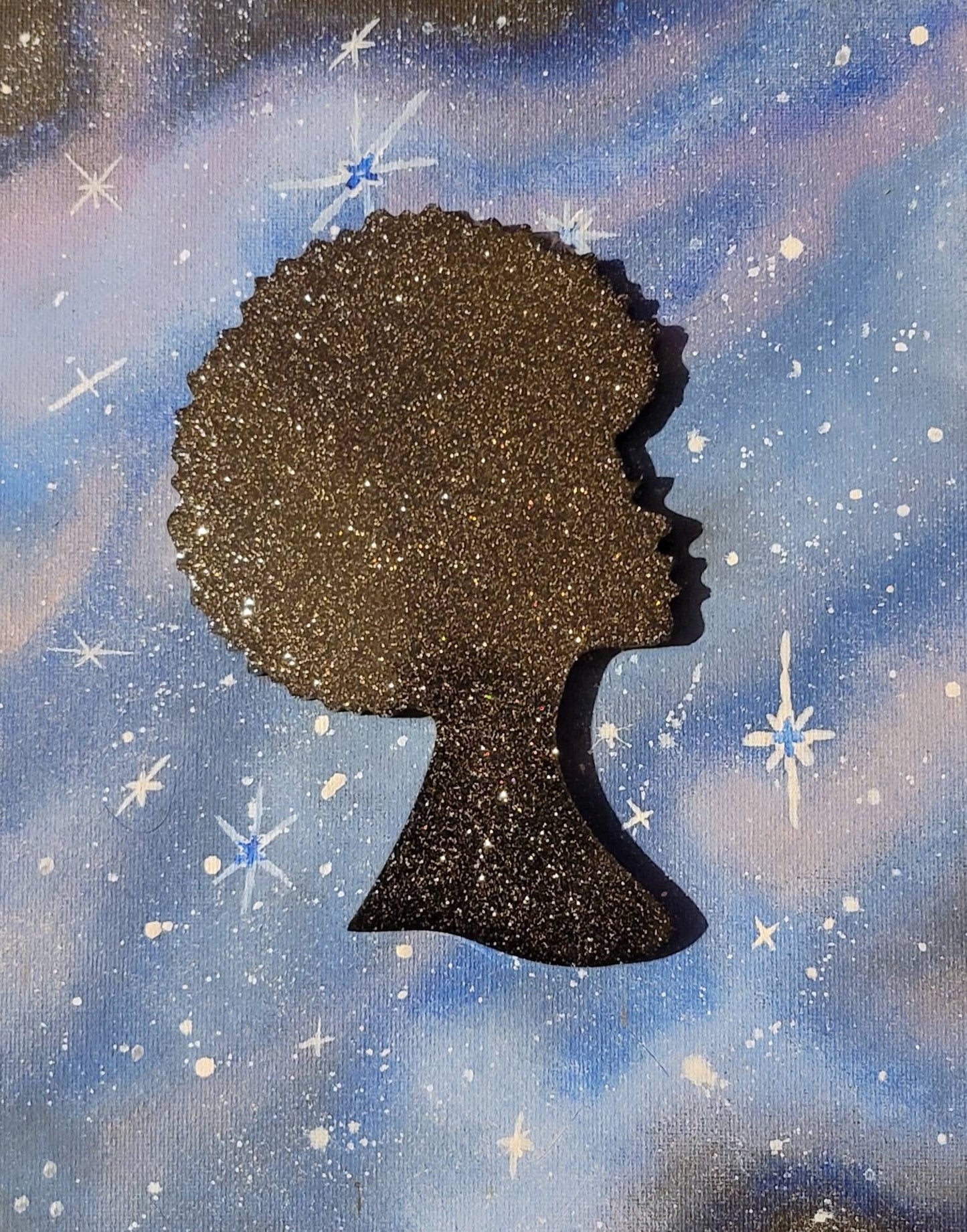 Onyx/Black Glitter Afro Female Beauty Coaster