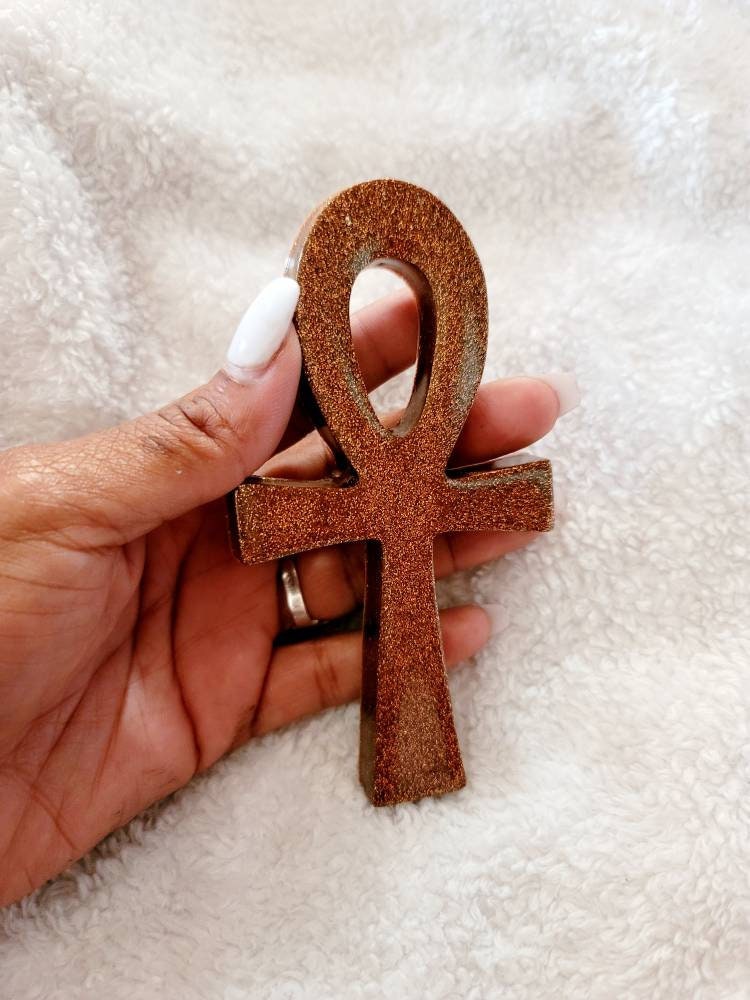 Bronze Metallic Spiritual Ankh with FREE Eye of Ra Token