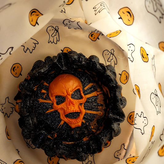 Orange & Black Halloween Skull Ashtray