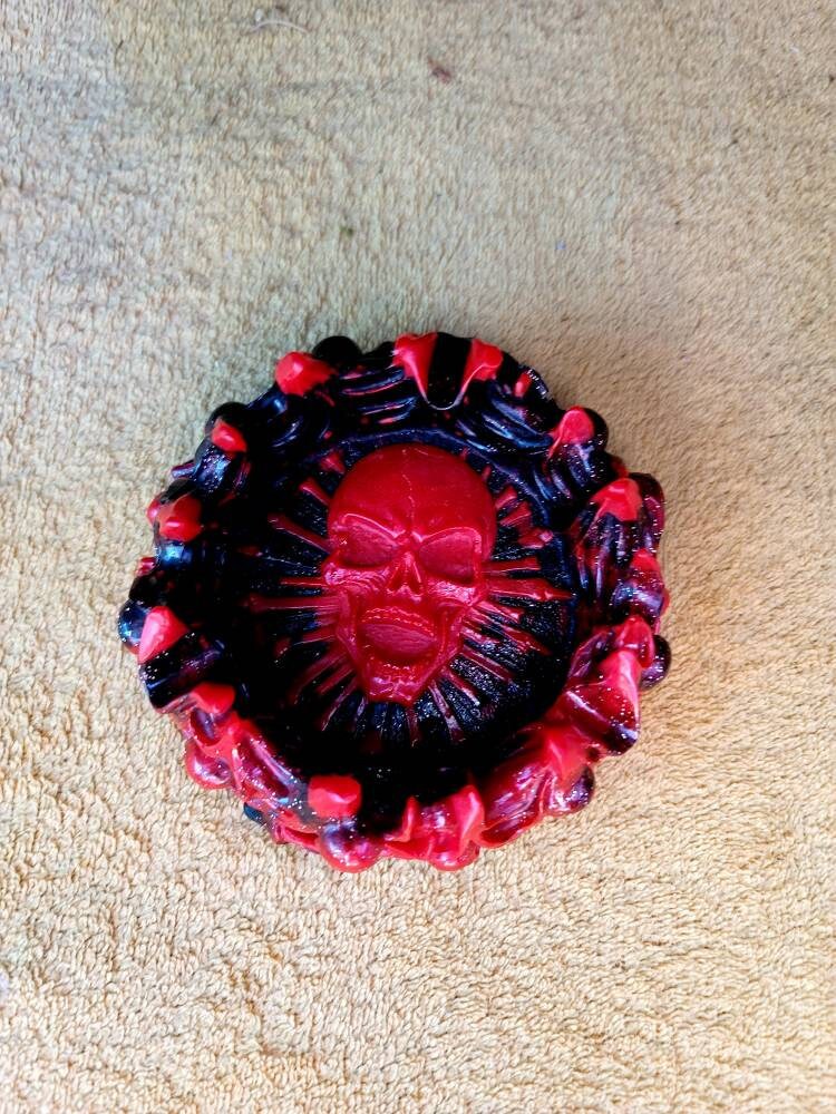 Firey Red & Black Halloween Skull Ashtray