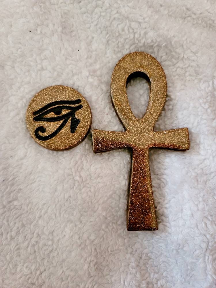 Bronze Metallic Spiritual Ankh with FREE Eye of Ra Token