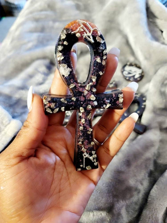 Galaxy & Stars Spiritual Ankh with FREE Eye of Ra Token