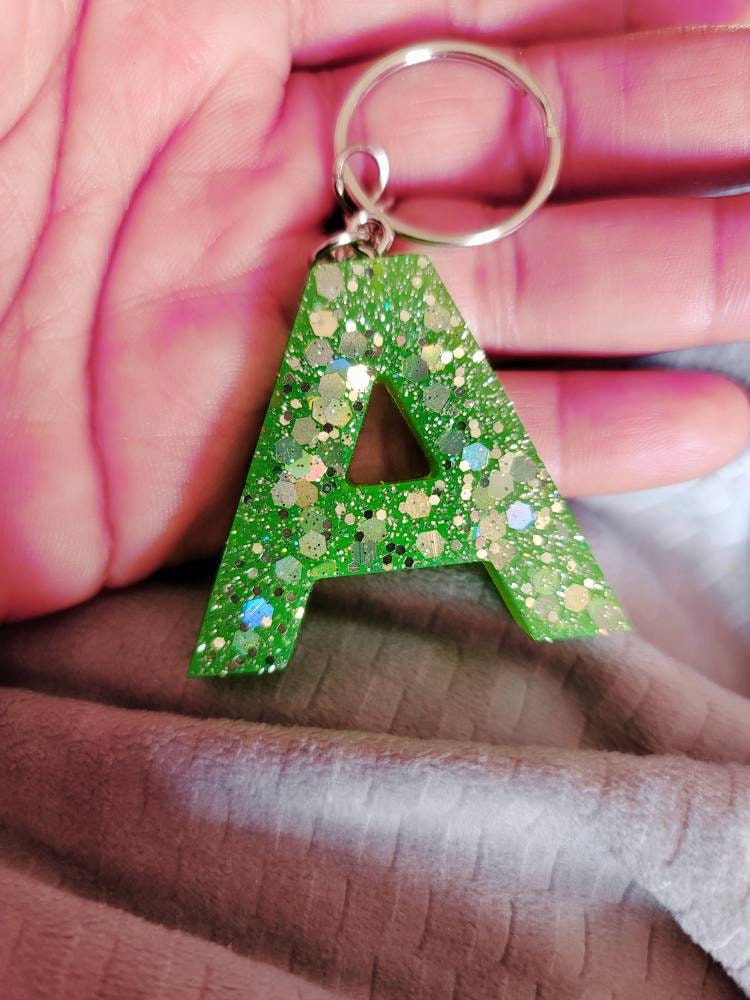 Sparkling Lime Green Chunky Alphabet Keychain