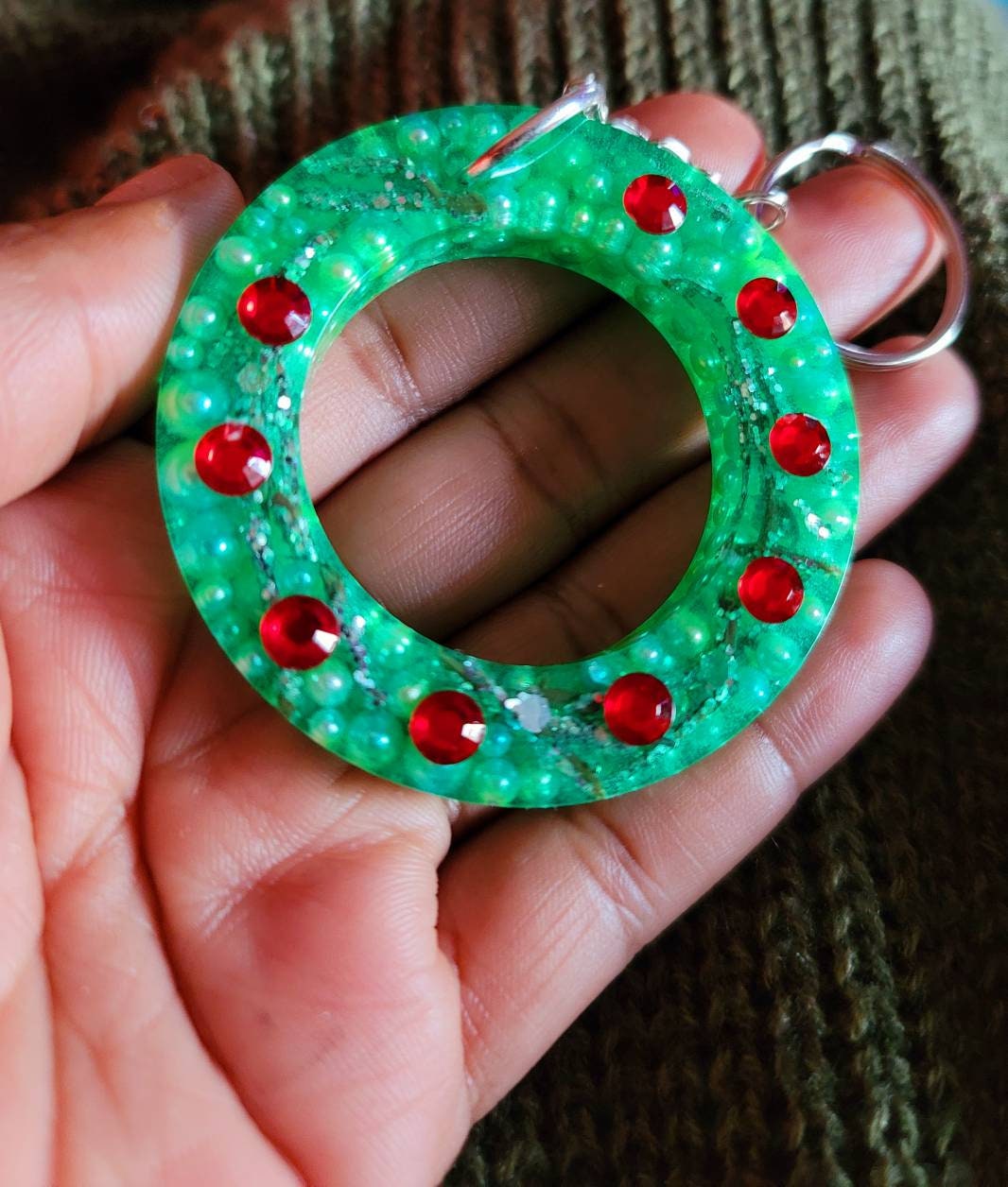 Christmas Resin Wreath Keychain