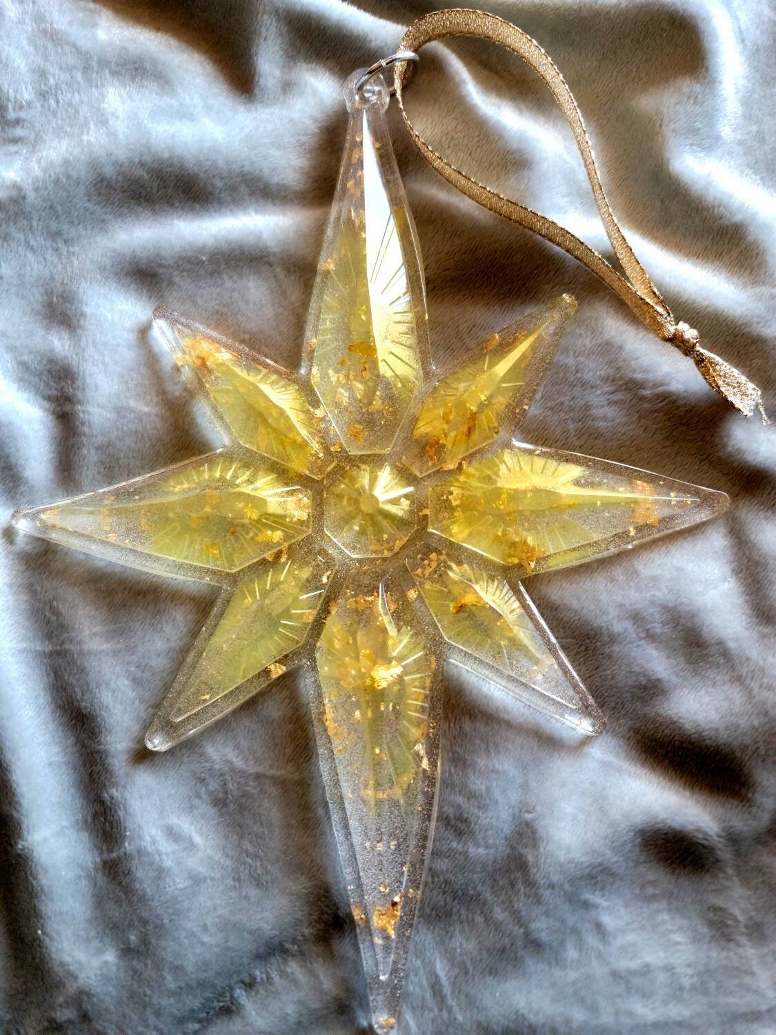 Gold or Silver Flaked Christmas Star Ornament