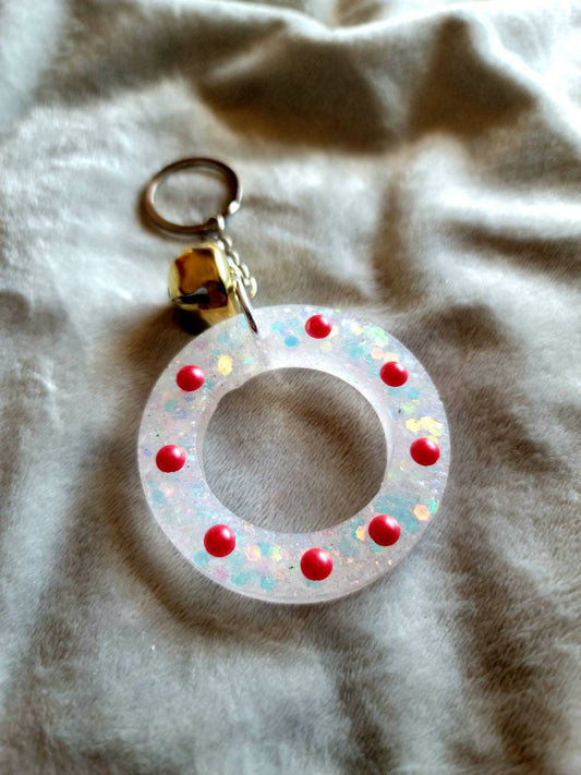 Frosty Christmas Wreath Keychain