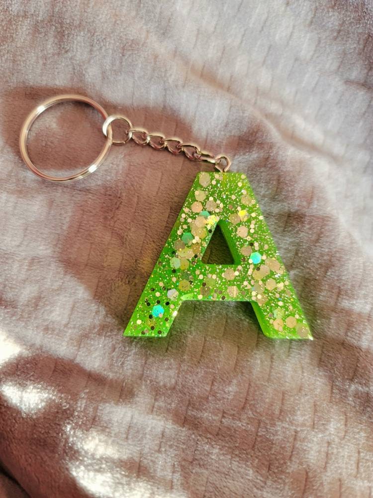 Sparkling Lime Green Chunky Alphabet Keychain