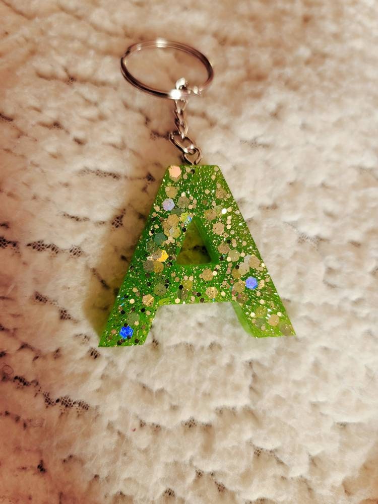 Sparkling Lime Green Chunky Alphabet Keychain