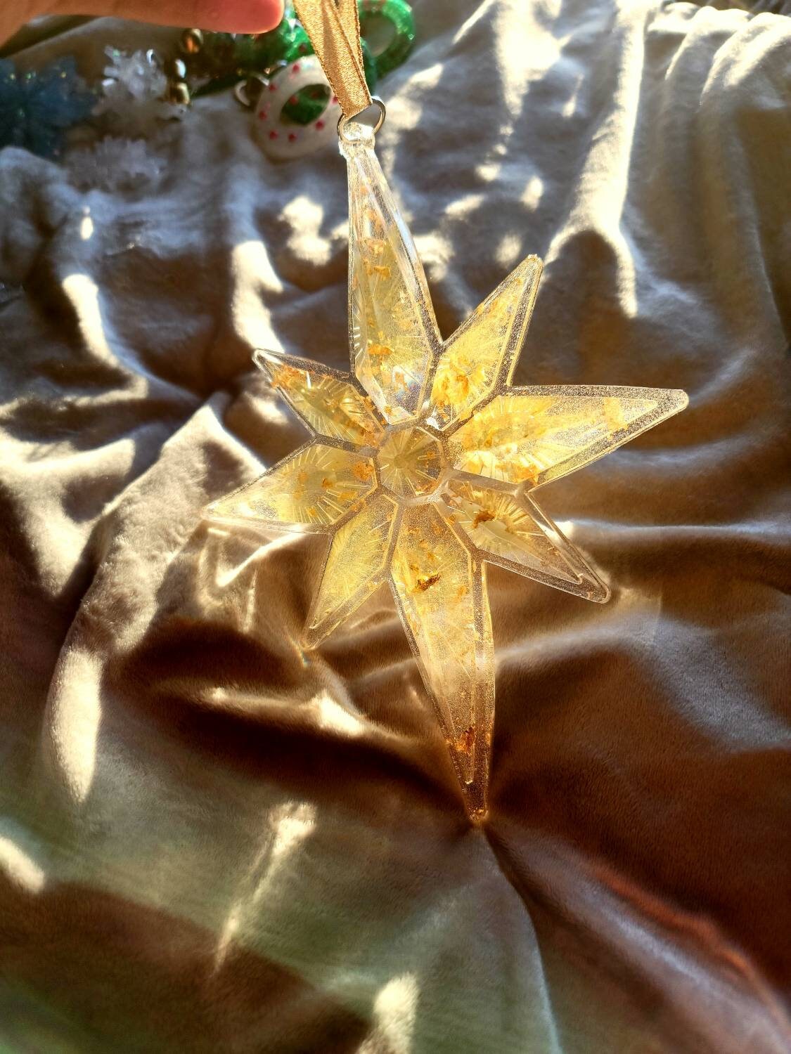 Gold or Silver Flaked Christmas Star Ornament