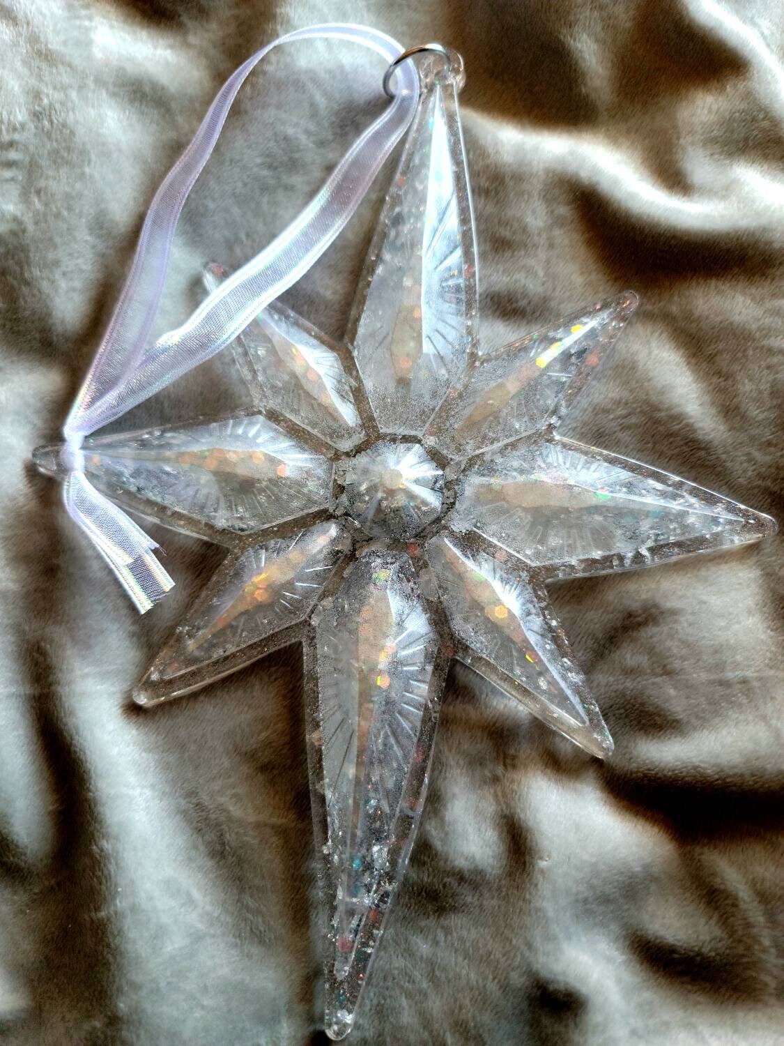 Gold or Silver Flaked Christmas Star Ornament