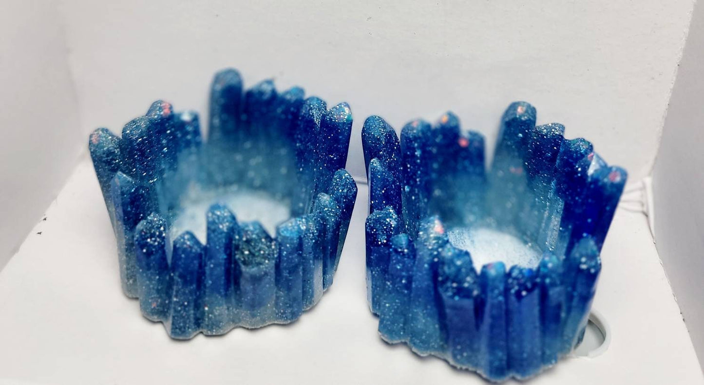 Sapphire Glacier Candle Holder Set