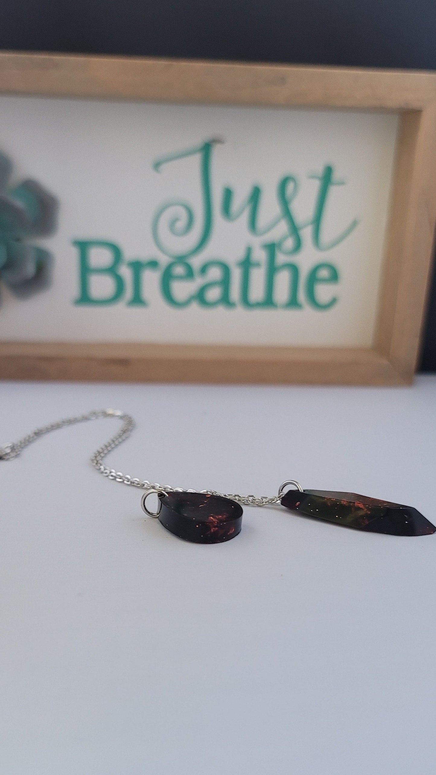 Ruby & Black Glitter Rain Drop + Exchangeable Crystal Styled Pendant Necklace